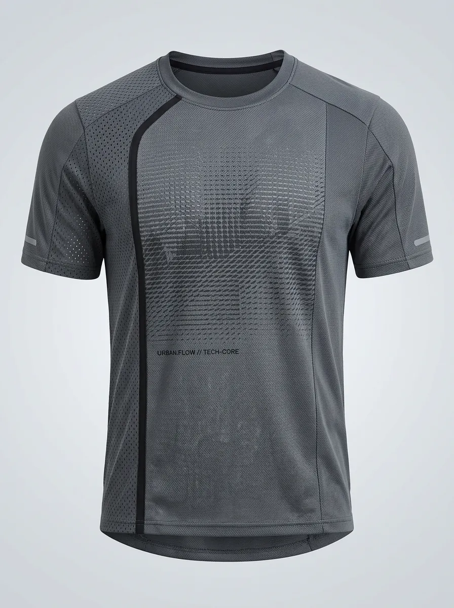 Men's Urban Tech-Core Geometric Printed Breathable T-shirt