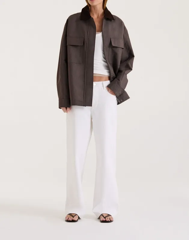 Chocolate Oversized Cotton Twill Jacket