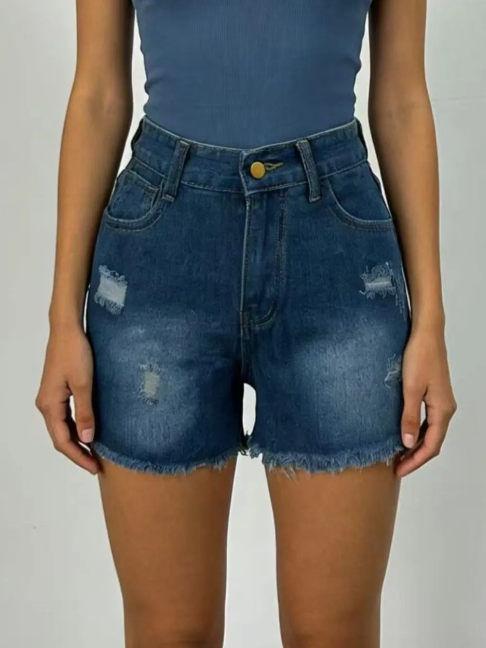 Relaxed Frayed Hem Shorts