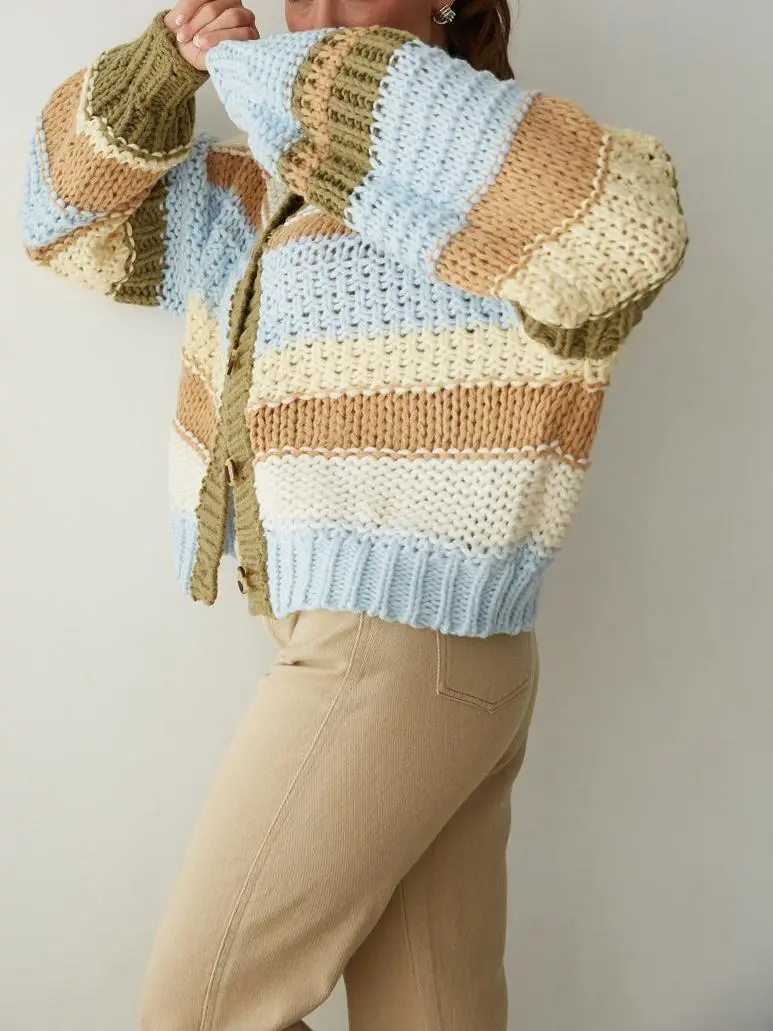 Chunky Striped Cardigan
