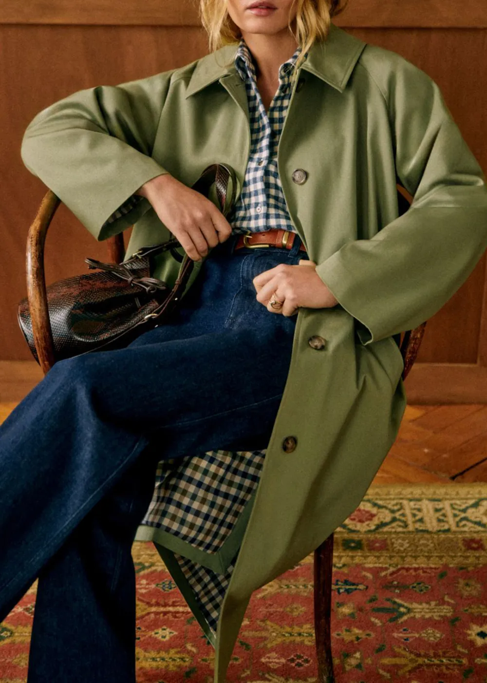 Dark Khaki  Oversized Trench Coat