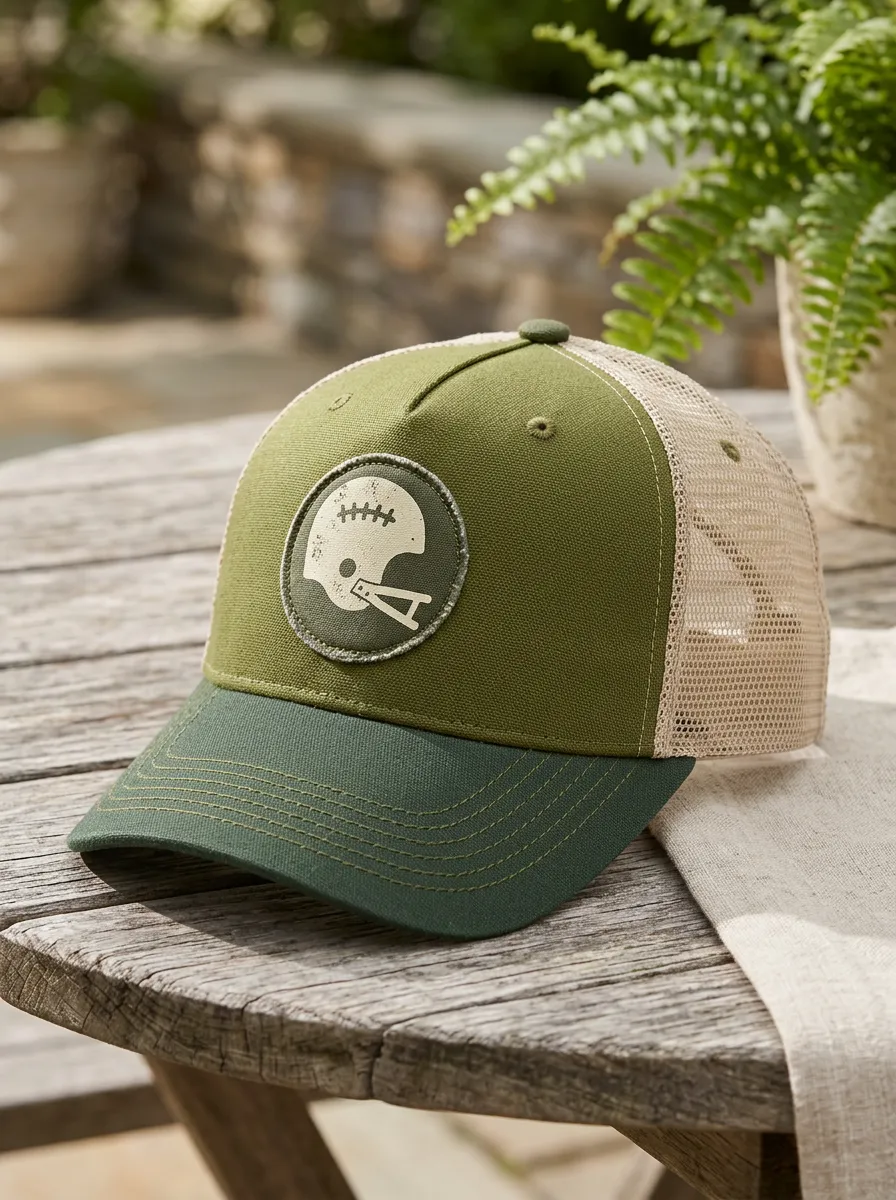 Men's American Football Lover Vintage Helmet Printed Trucker Hat