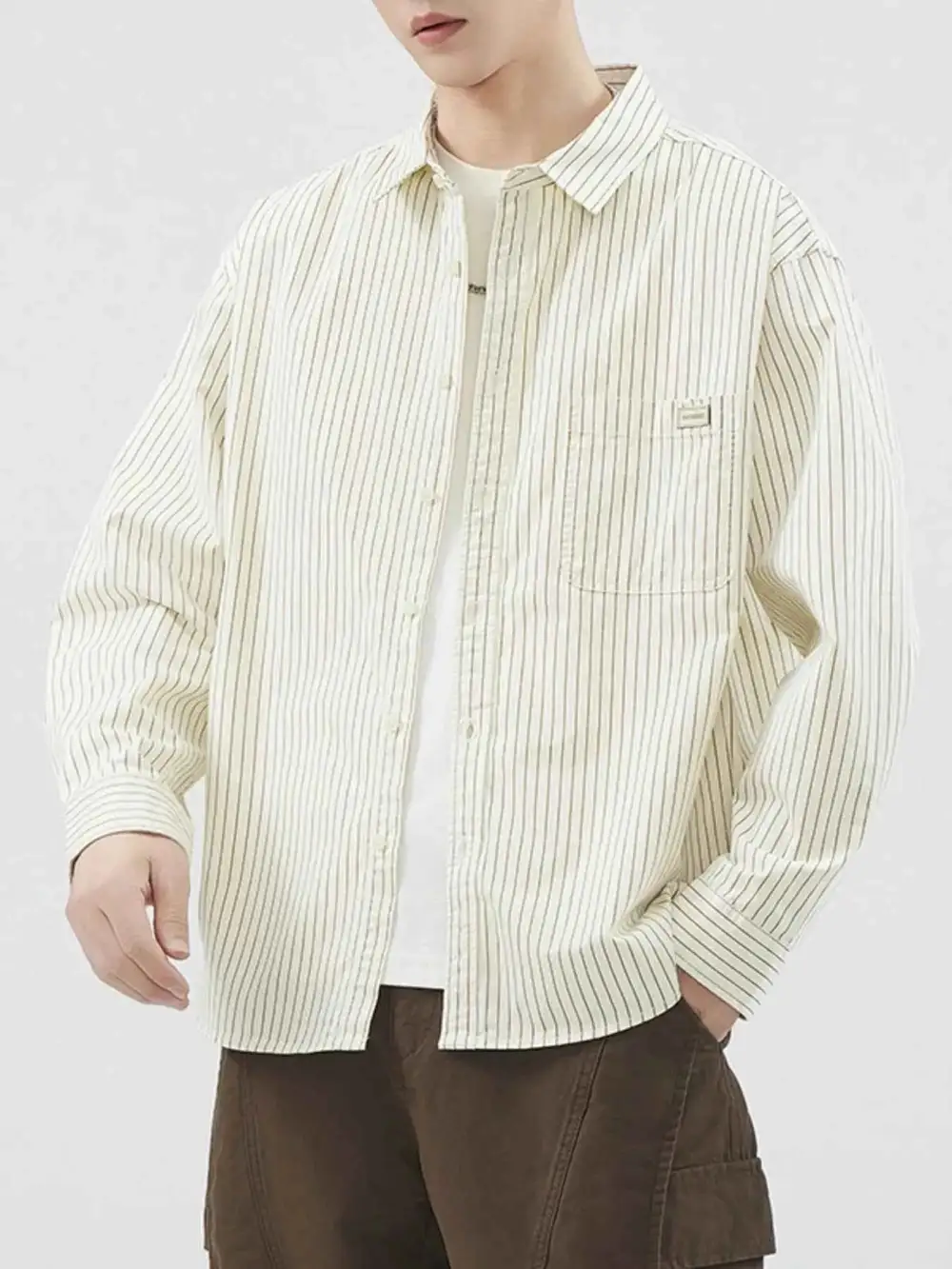 Striped Button-Up Long Sleeve Shirt