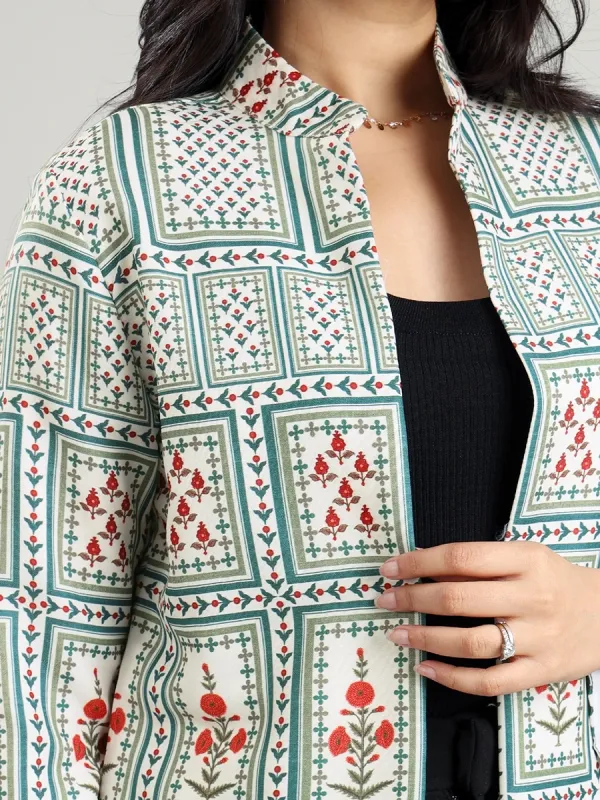 Retro Fashion Checked Art Print Women's Jacket