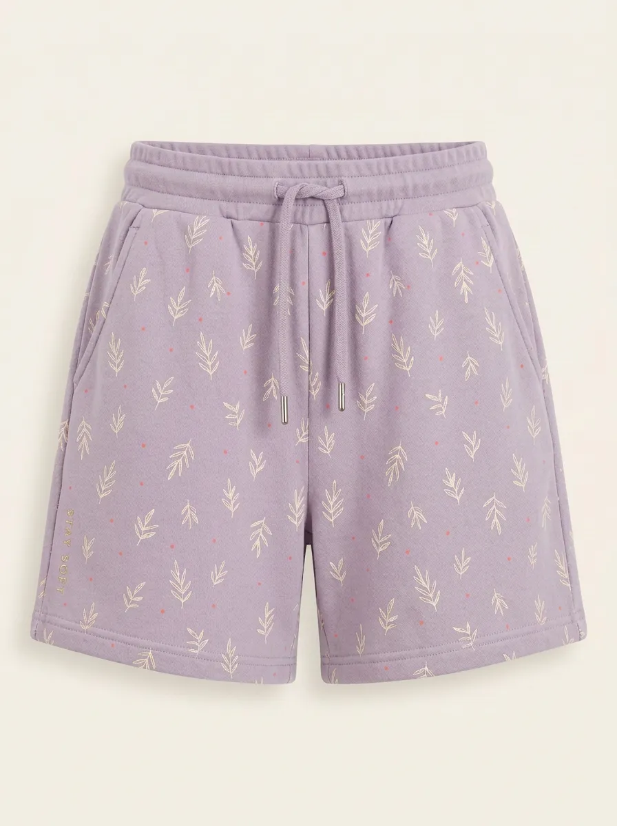Women's Botanical Running Nature Drawstring Printed Sweat Shorts