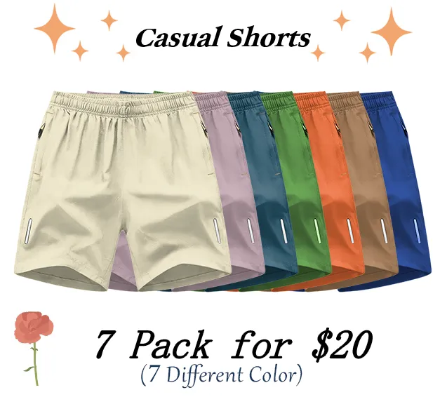 Men's Solid Color Zipper Pocket Shorts