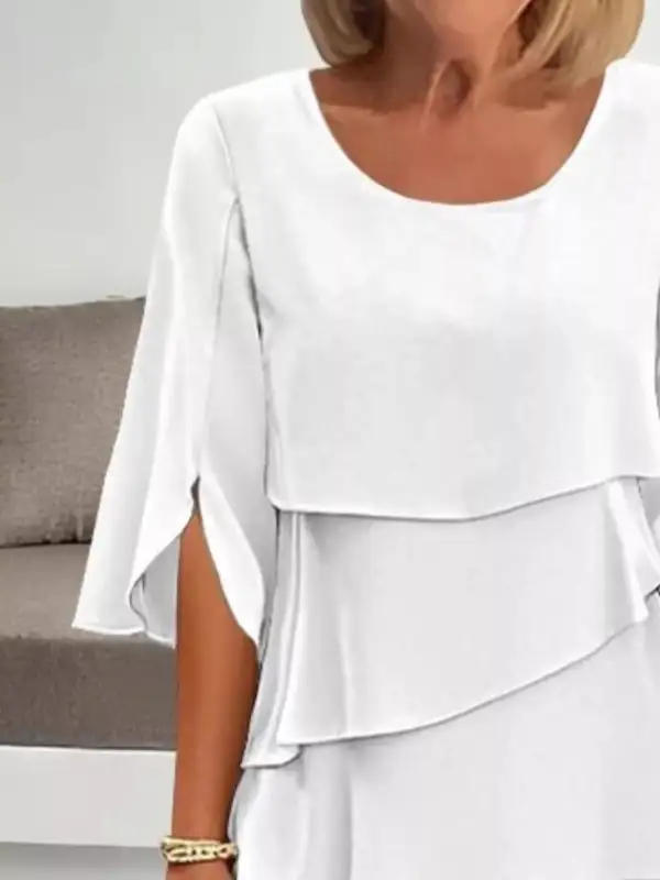 Ruffle Flutter Sleeve Midi Dress