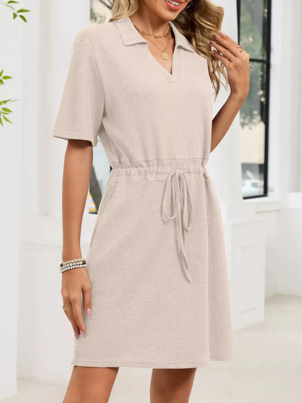 Knit Drawstring Sweater Dress