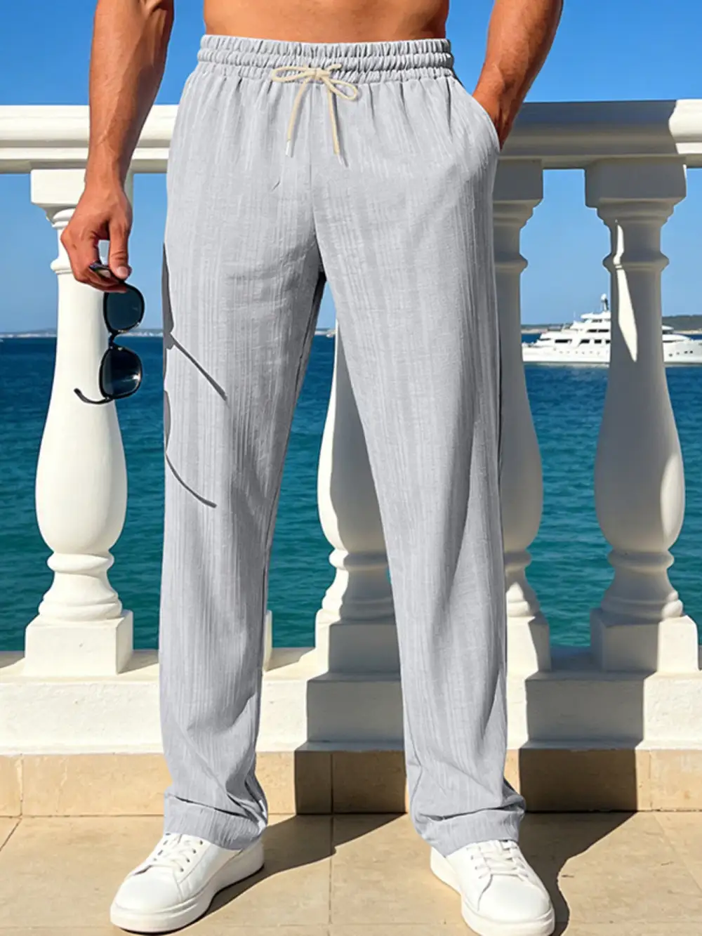Men's Full Size Casual Striped Drawstring Pants Plus