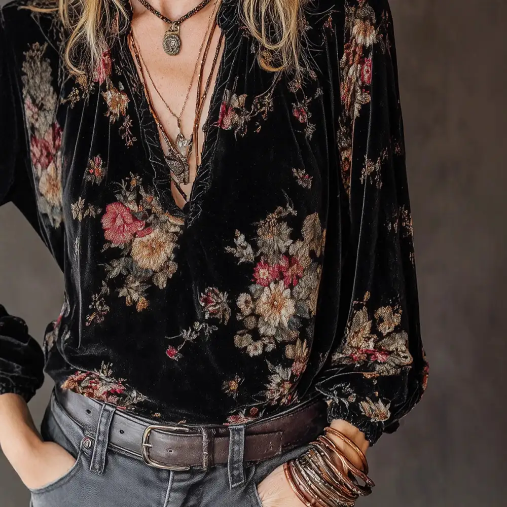Long Sleeve Velvet Casual Dress