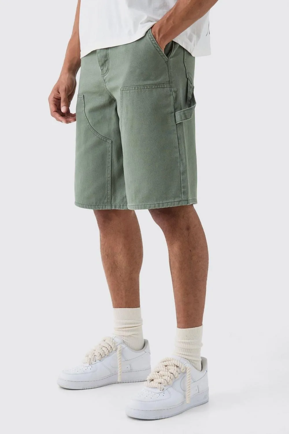 Spring And Summer Green Comfort Denim Jorts