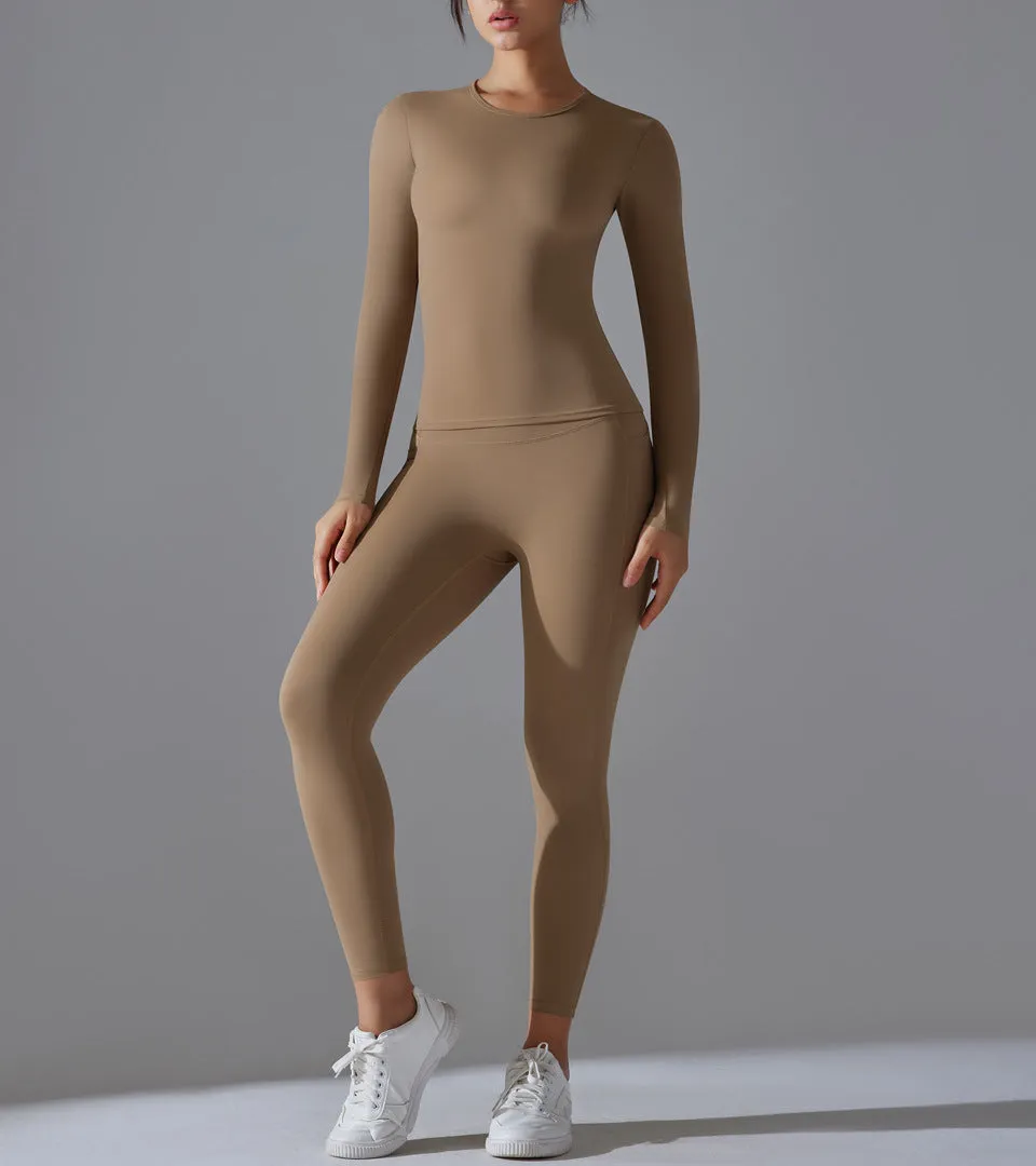 Brushed Long-Sleeve Top and Leggings Active Set