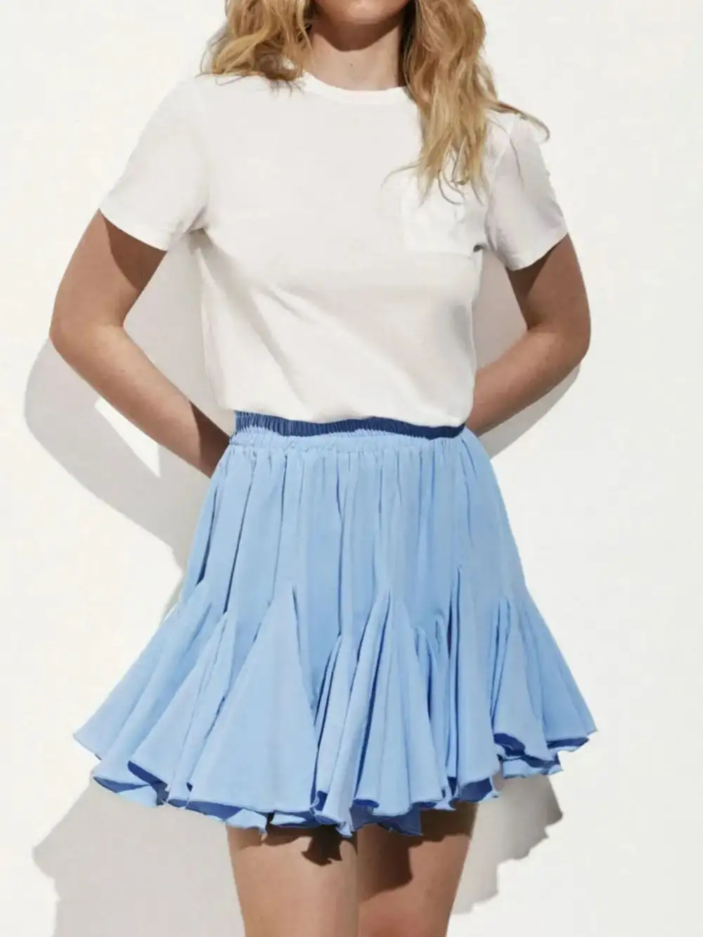 Ruffle Trim Elastic Skirt
