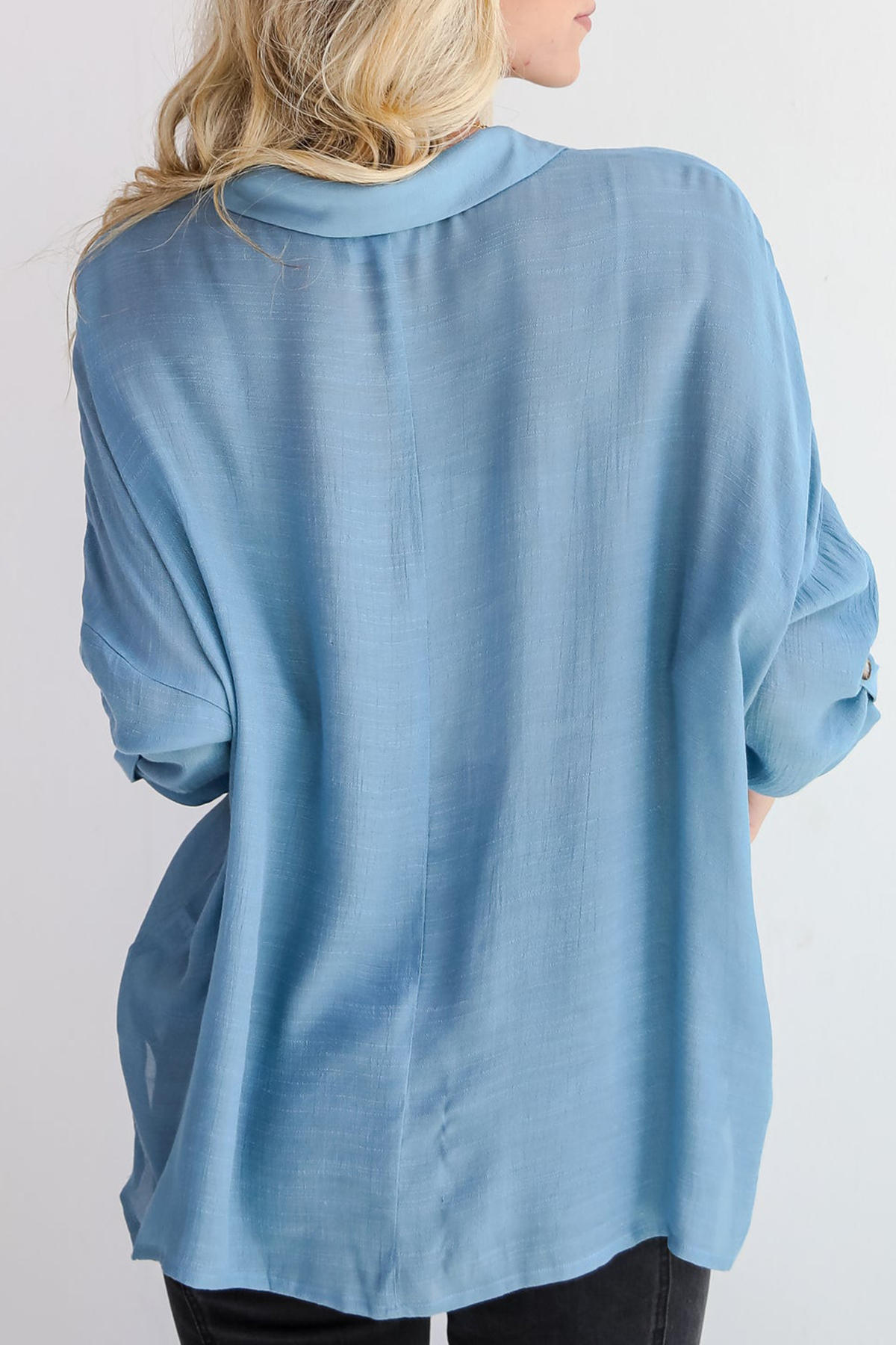Compelling Composure Oversized Button-Up Blouse