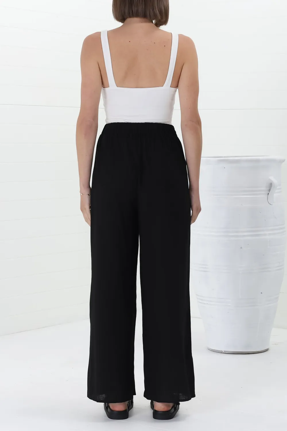 Black High Waist Wide Leg Casual Pants