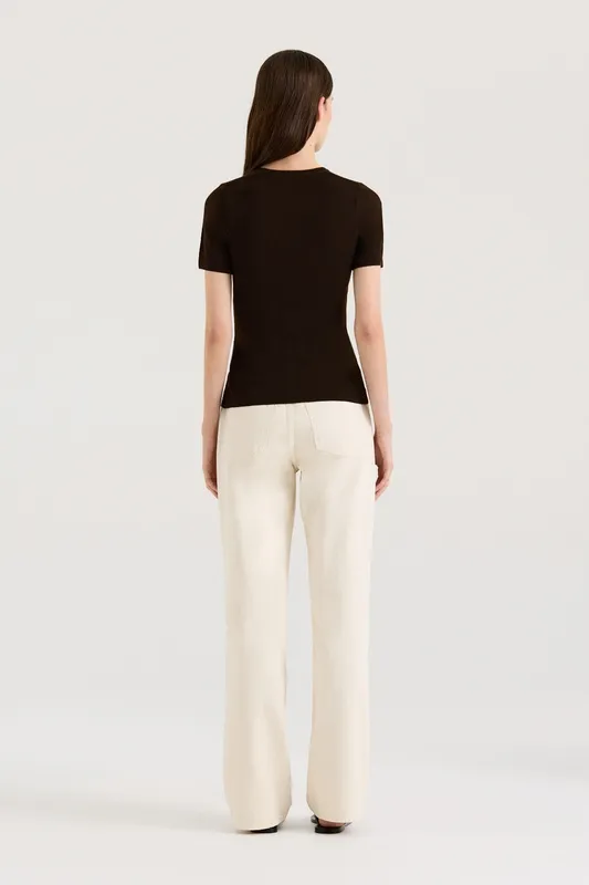 Chocolate Merino Crew Neck T-Shirt