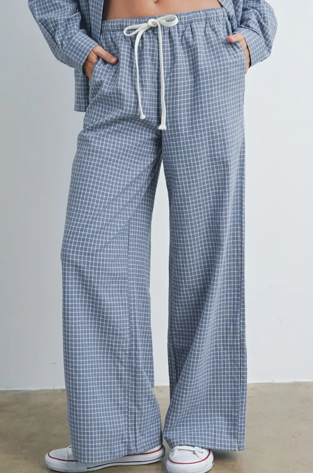 Clean Cut Checkered Drawstring Pants