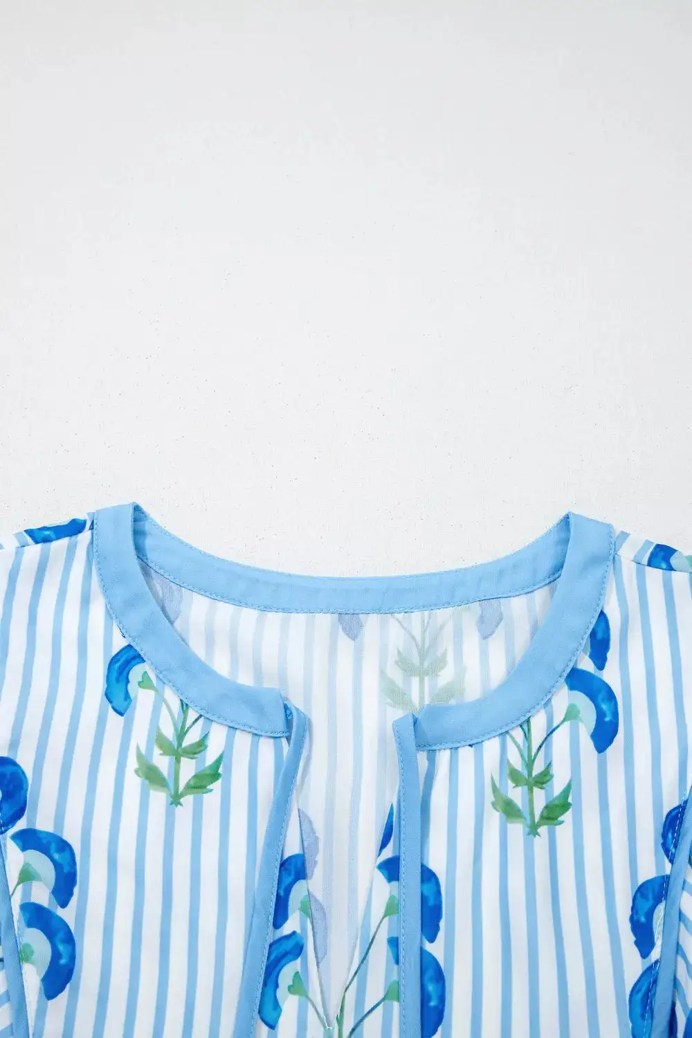 Floral Striped Split Neck Mini Dress