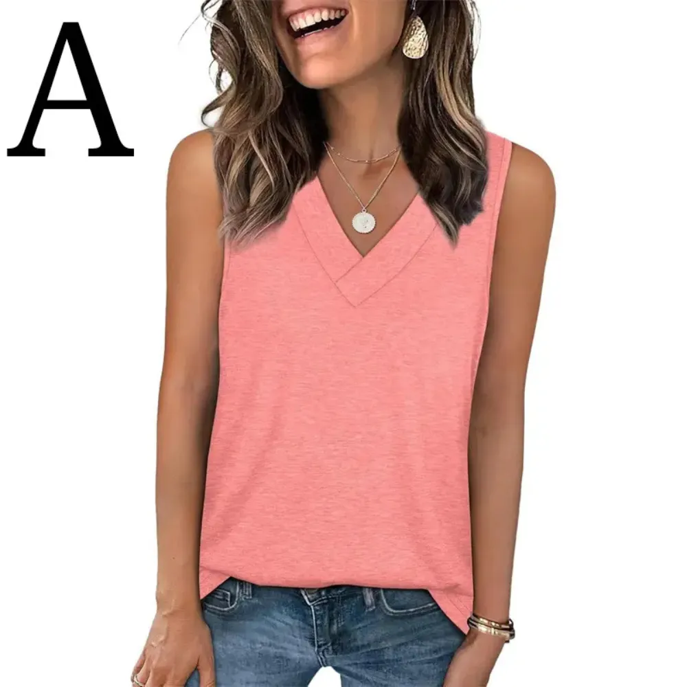 Women's 2026 V Neck Tank Tops Summer Sleeveless Loose Fit Basic Tee Trendy Casual Fashion Tops