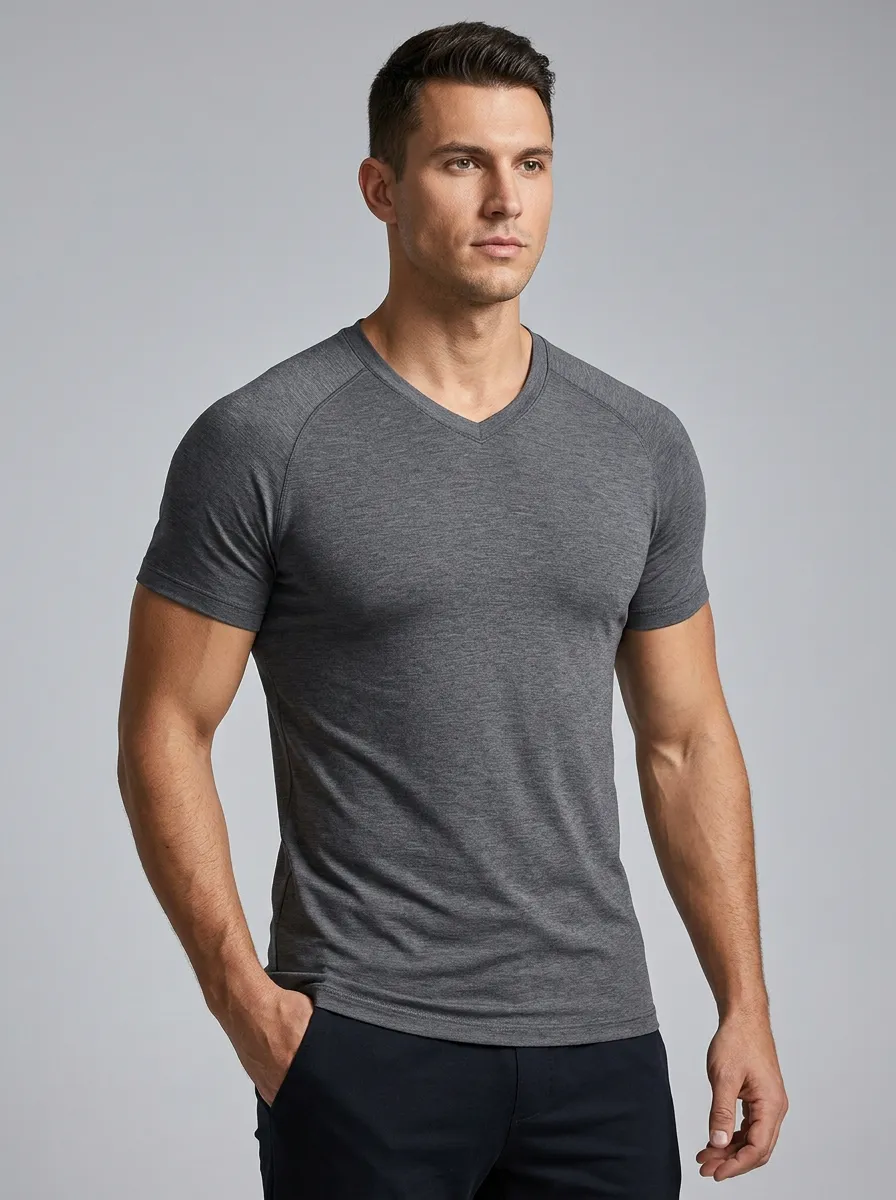 Men's Athletic Fit V-Neck Printed T-Shirt