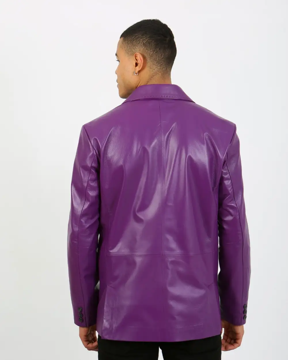 Timeless Smart Notched Lapel Leather Blazer