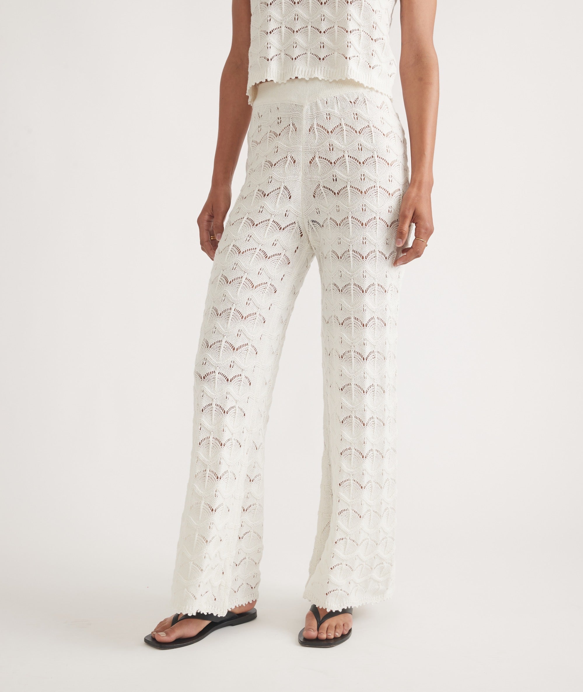 Knit Patterned Wide-Leg Pants