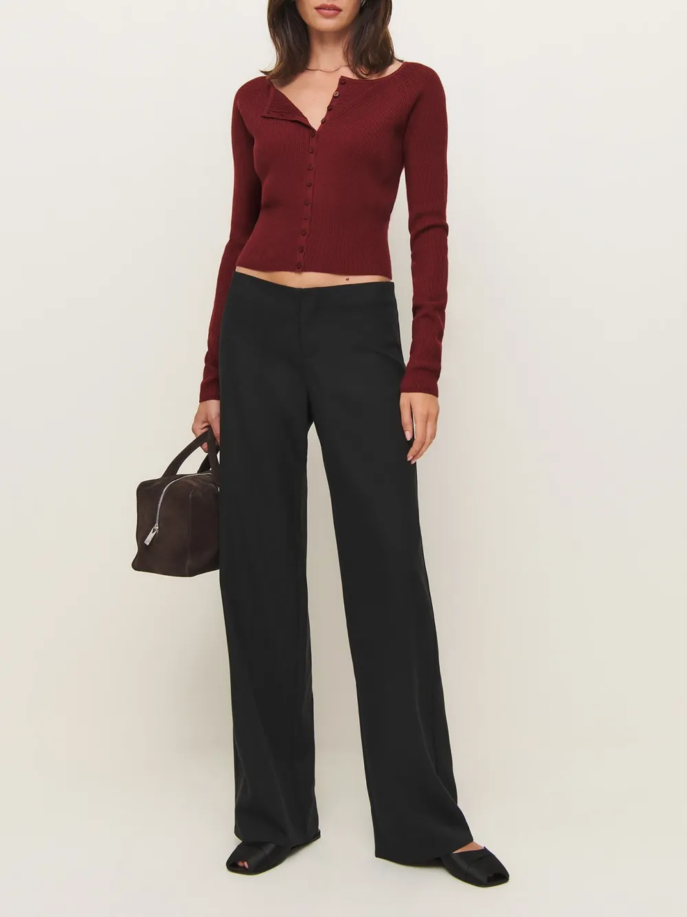 Button Front Cropped Knit Cardigan