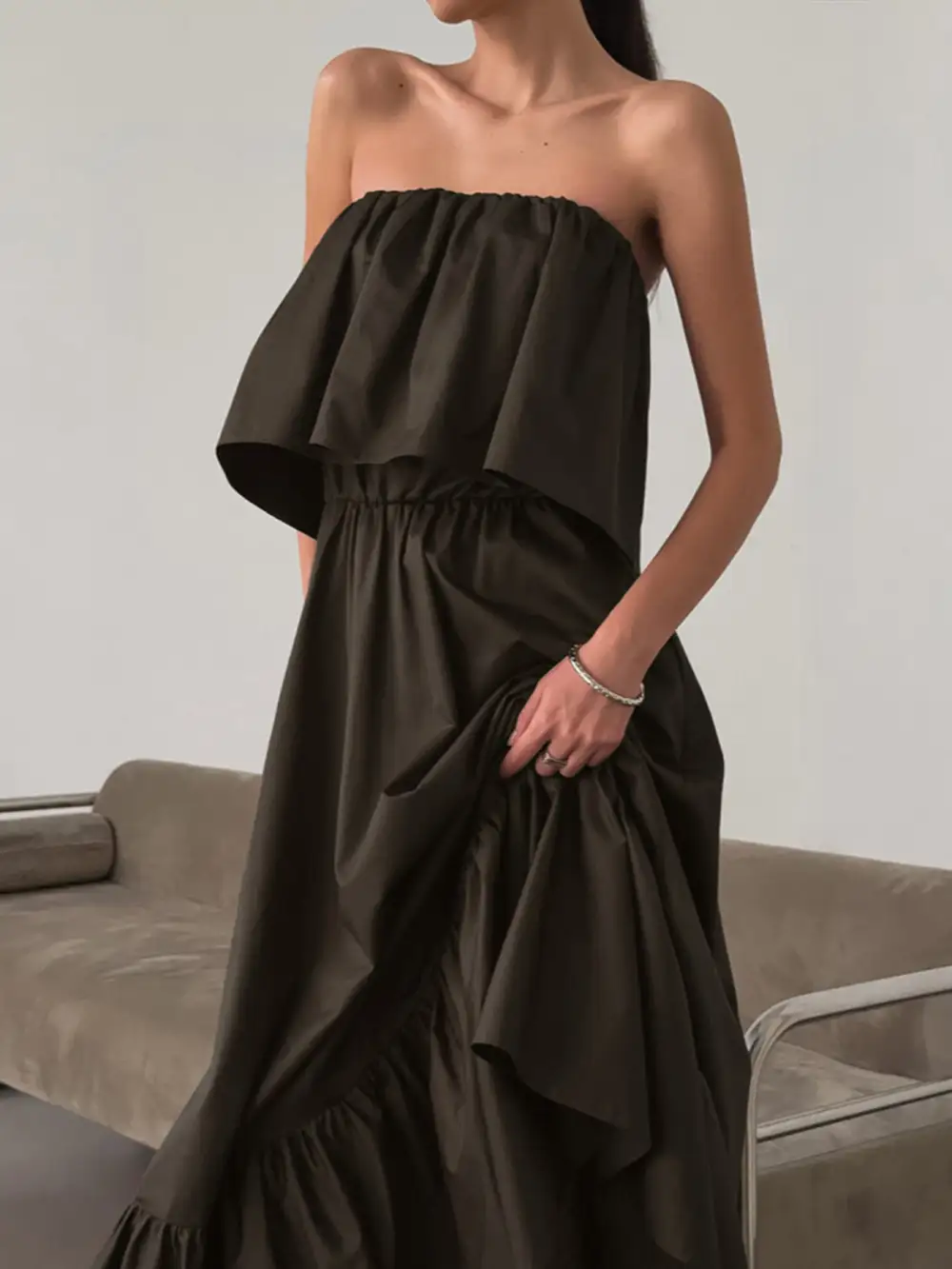 Comfort Fit Ruffle Maxi Dress