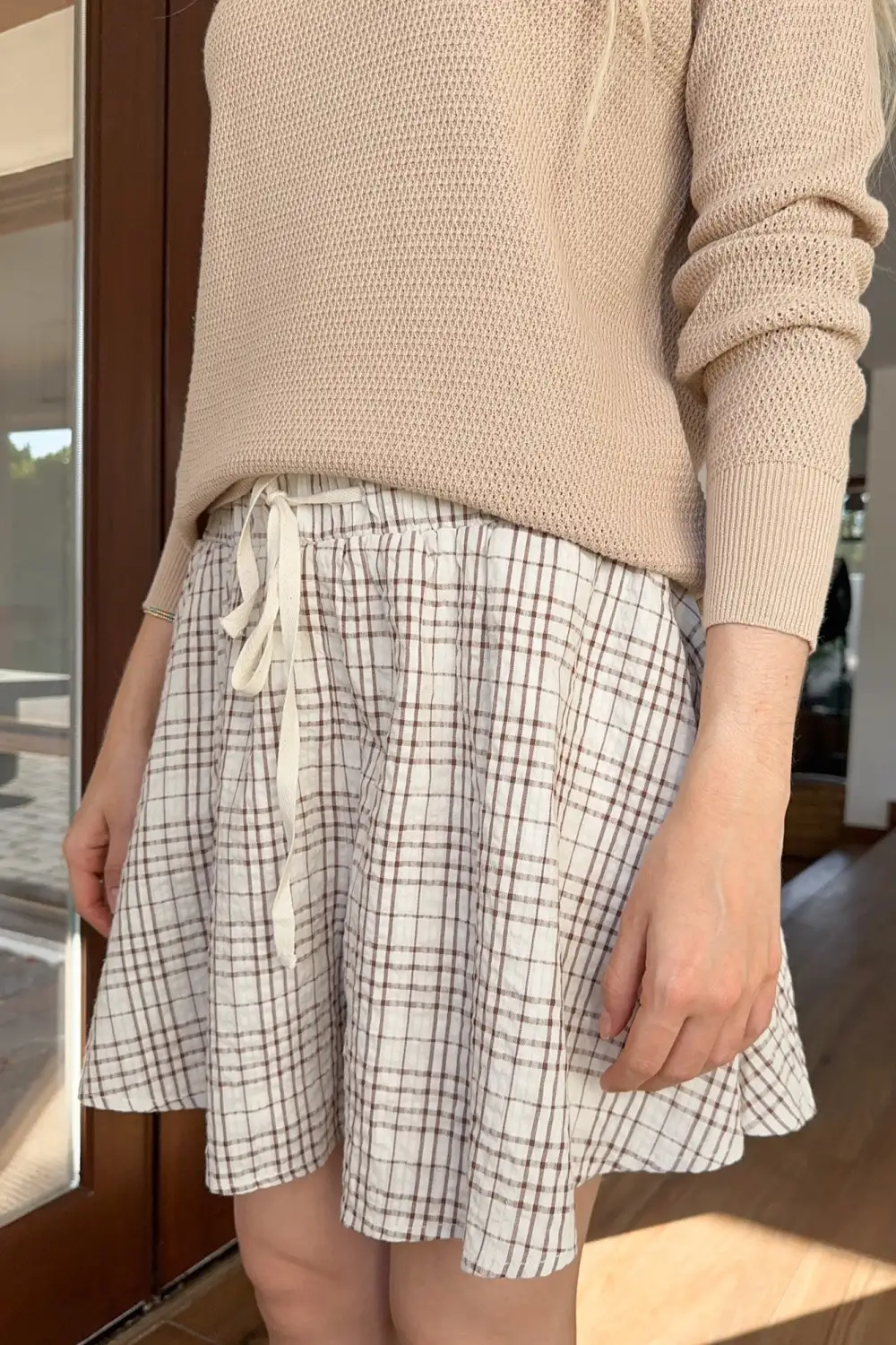 Layered Soft Plaid Shorts