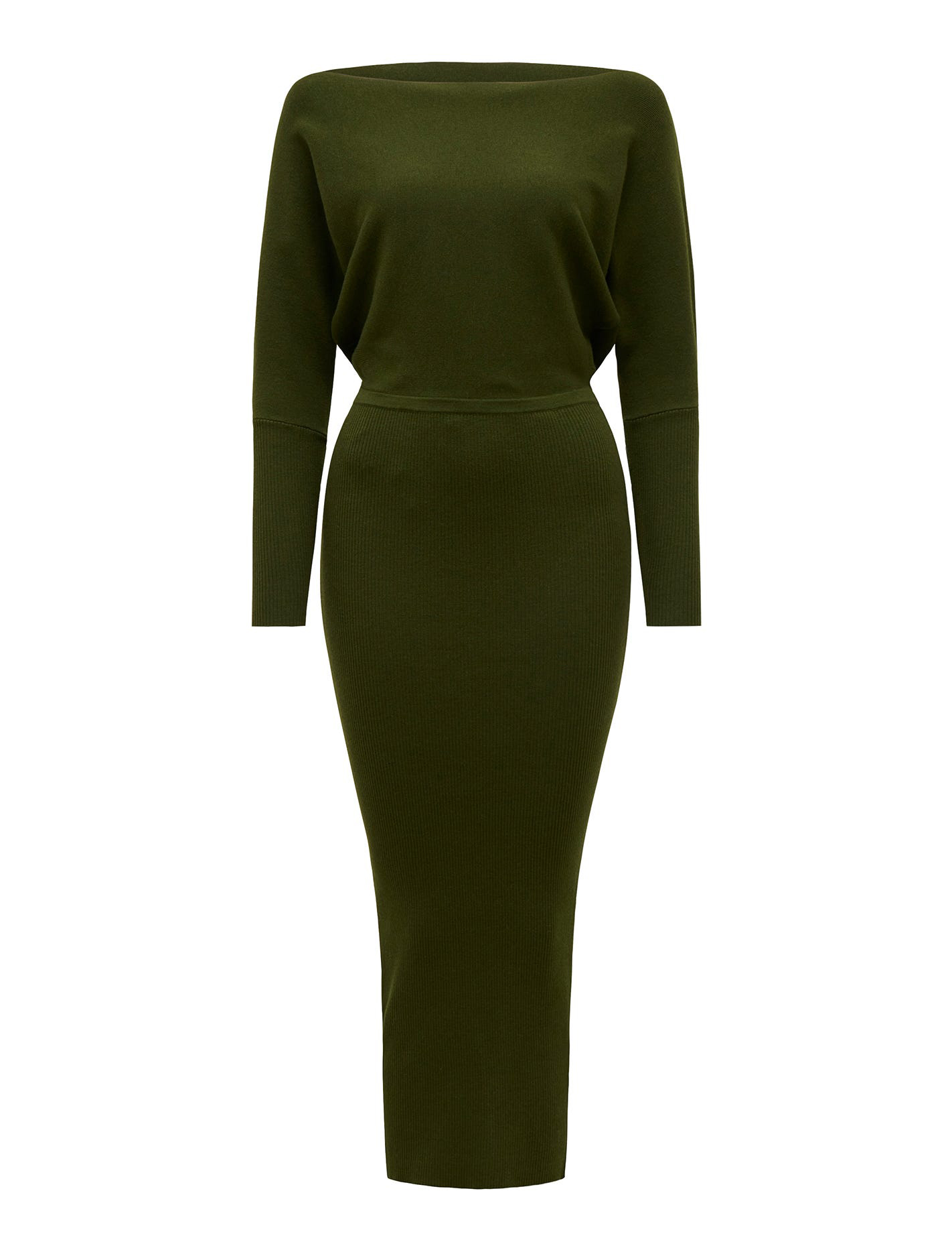 Green Off-Shoulder Midi Dress