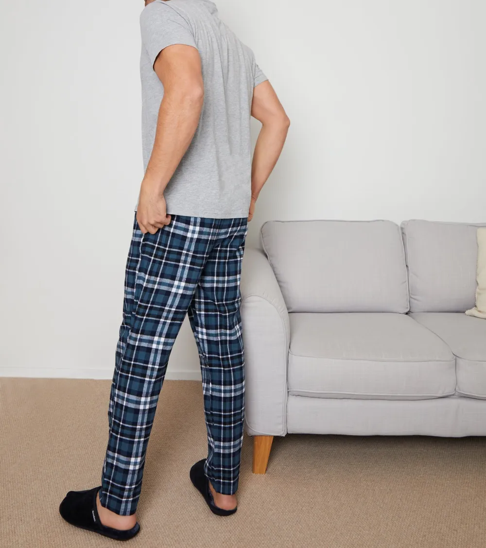 Men's Gray & Navy 2-Pack Check Pajama Pants Set