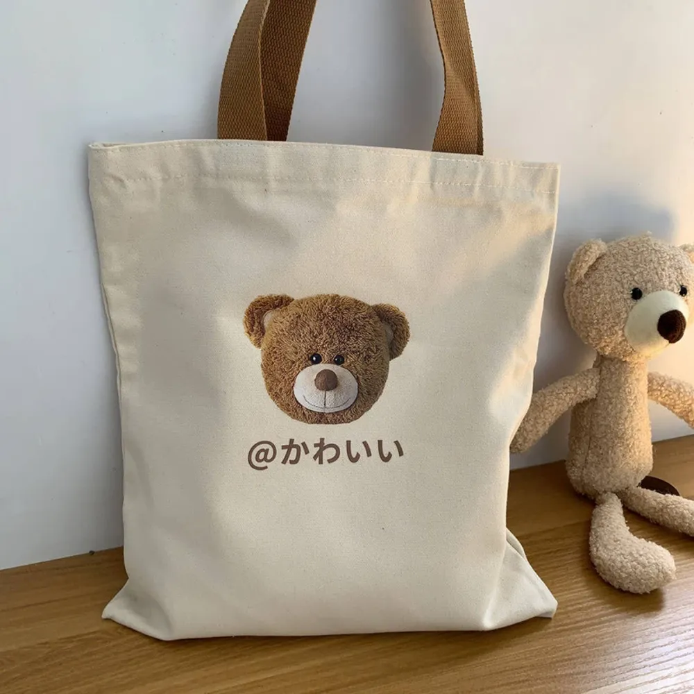 Textured Canvas Printed Tote Bag