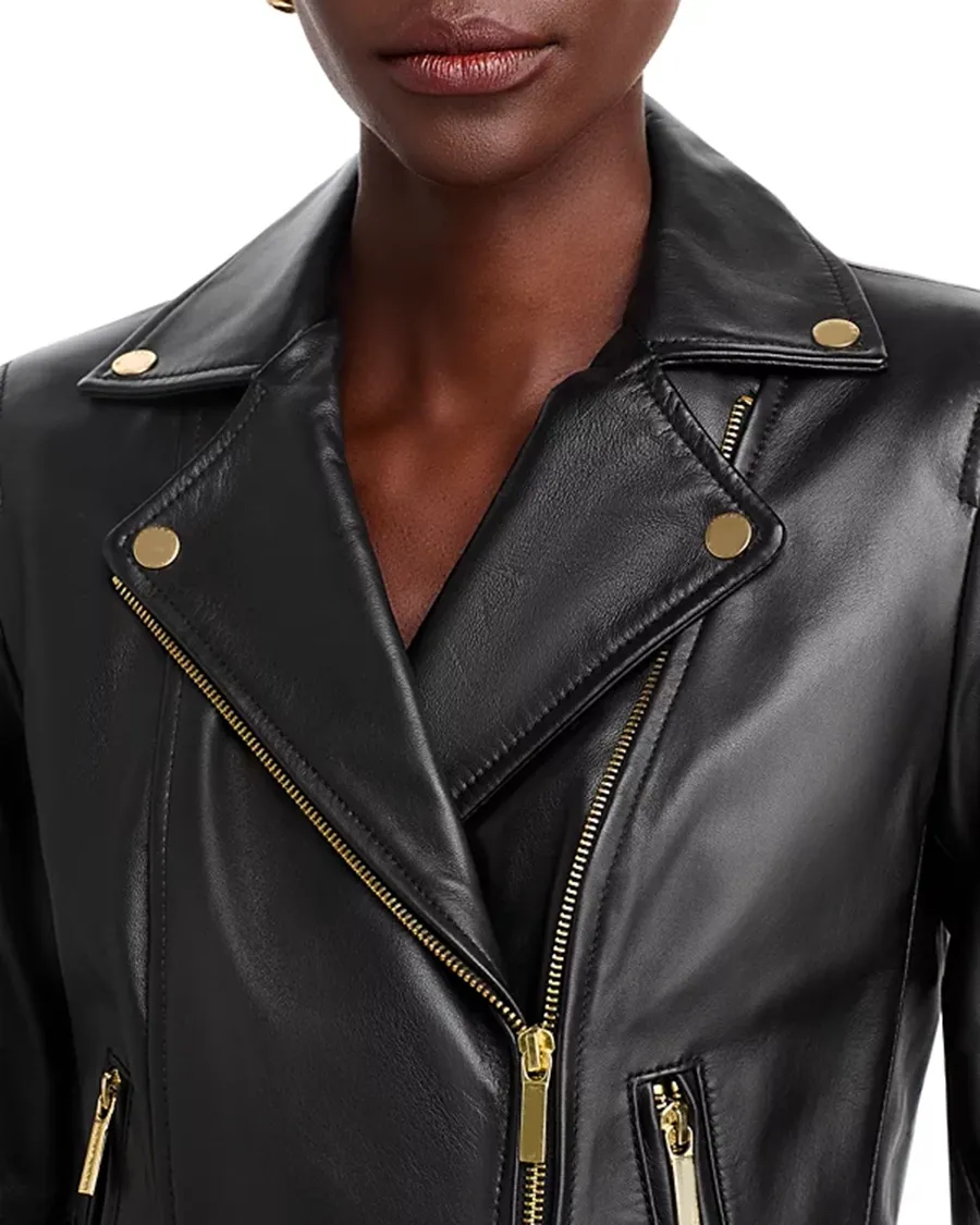 Long Sleeves Leather Moto Jacket