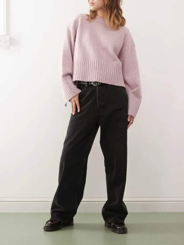 Ribbed Hem Dropped Shoulder Sweater