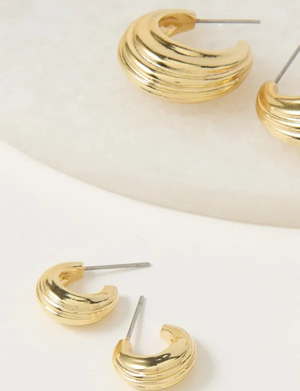 Exquisite Low-Key Small Ribbed Creative Gold Earrings