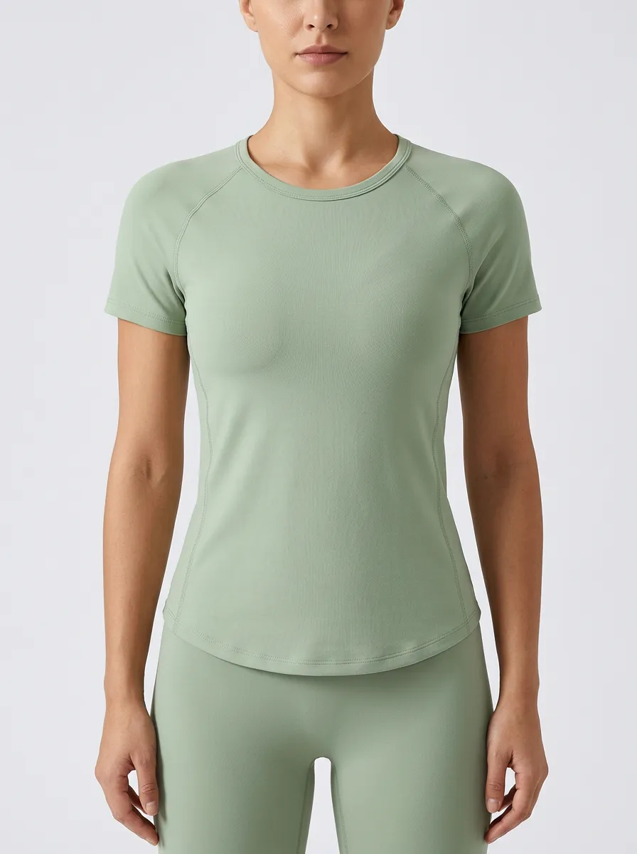Women's Slim Raglan Curved-Hem T-Shirt