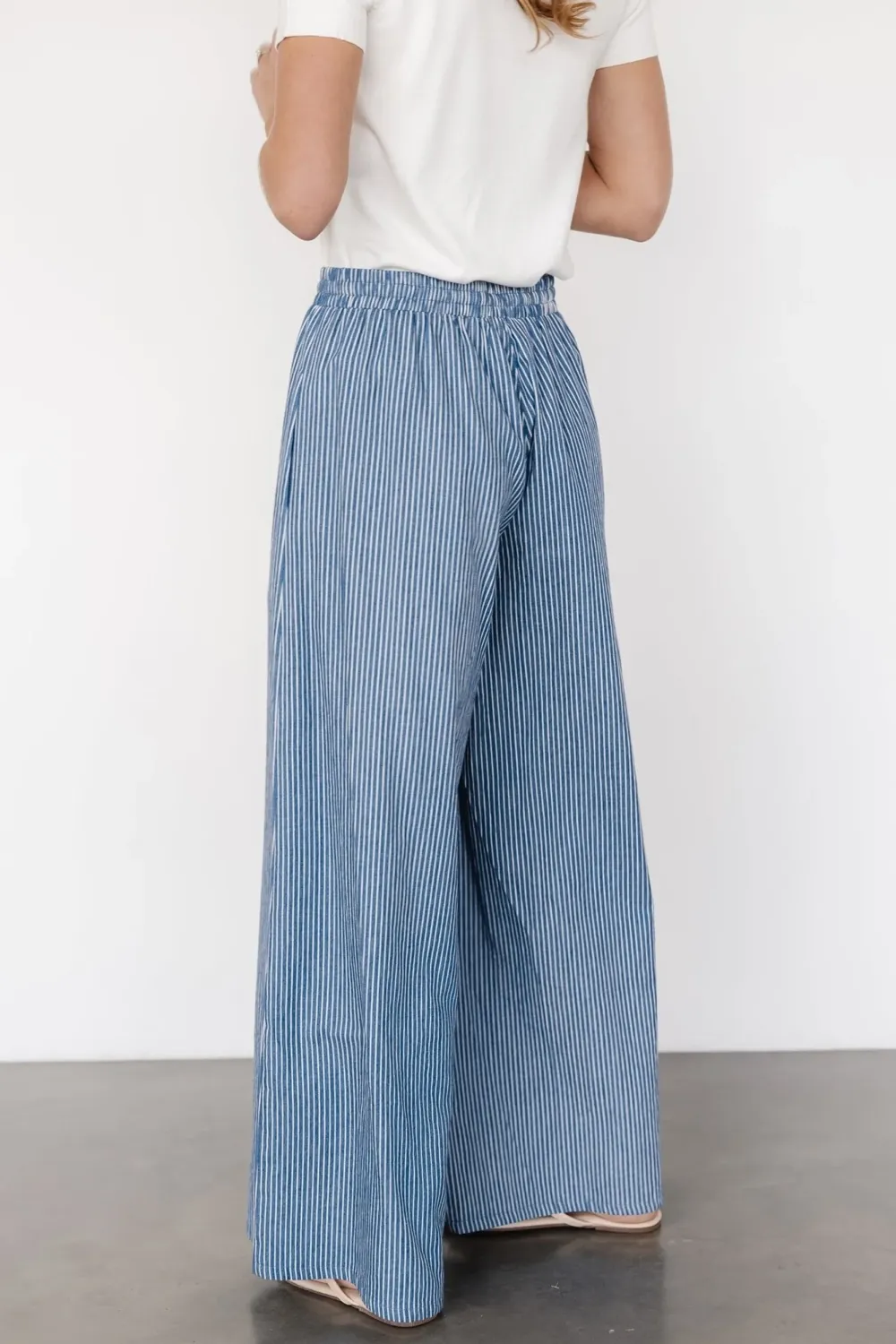 Classic Blue And White Stripe Soft Slim-Fit  Pants
