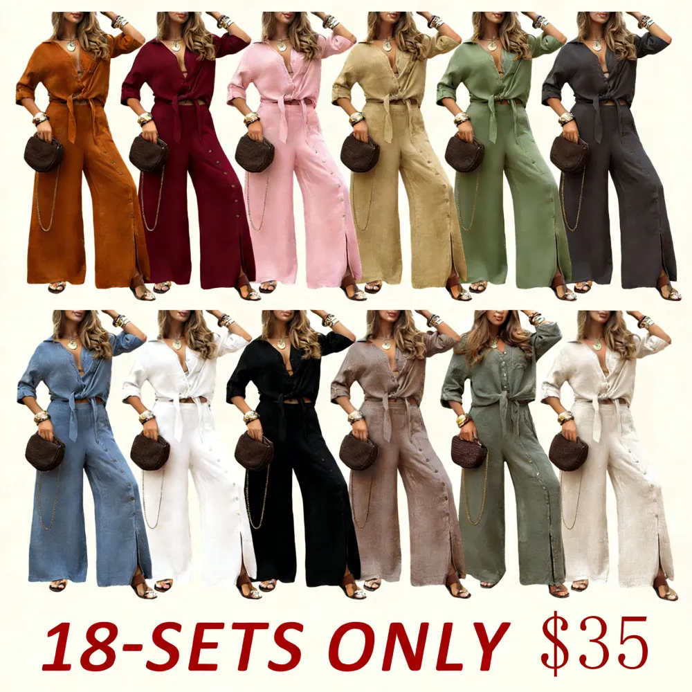 Women's Long-Sleeved Loose-Fitting Shirt Set