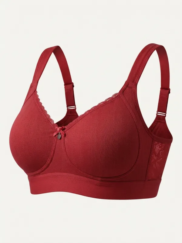 Women's Full-Coverage Lace-Trim Bow-Detail Molded-Cup Bra
