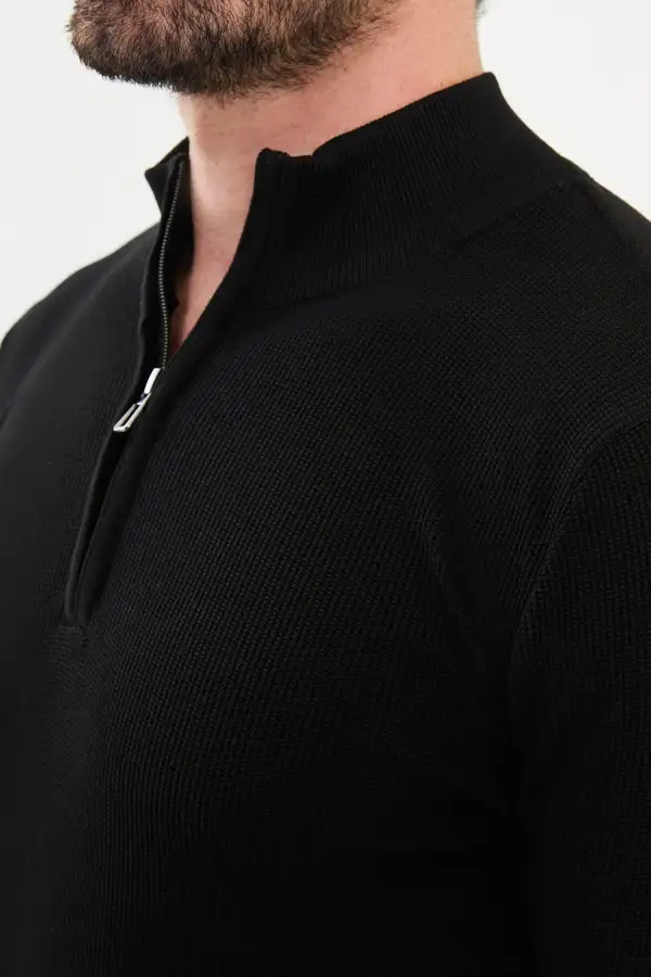 Casual Half Turtleneck Zip Knit Sweater
