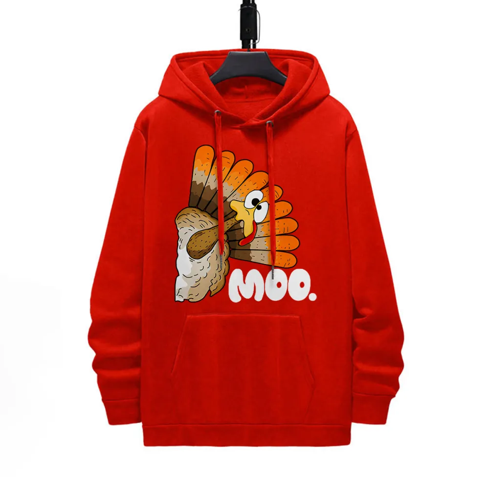 Moo Pattern Printed Hoodie