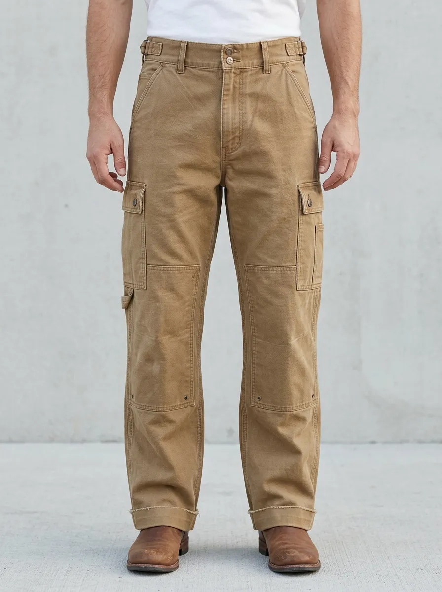 Men's Outdoor Workwear Khaki Multi-Pocket Cargo Pants