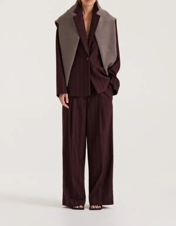 Burgundy Pinstripe Relaxed Low-Rise Trouser