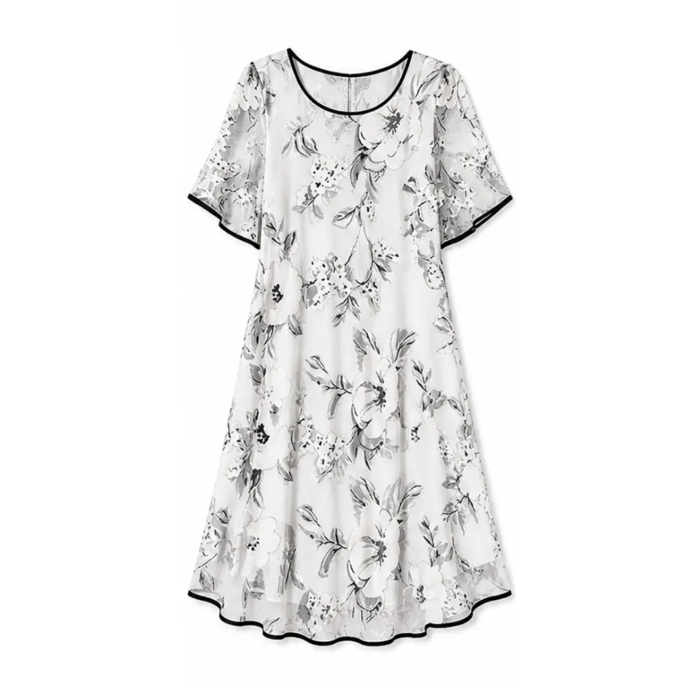 Floral Chiffon Sheer Midi Dress