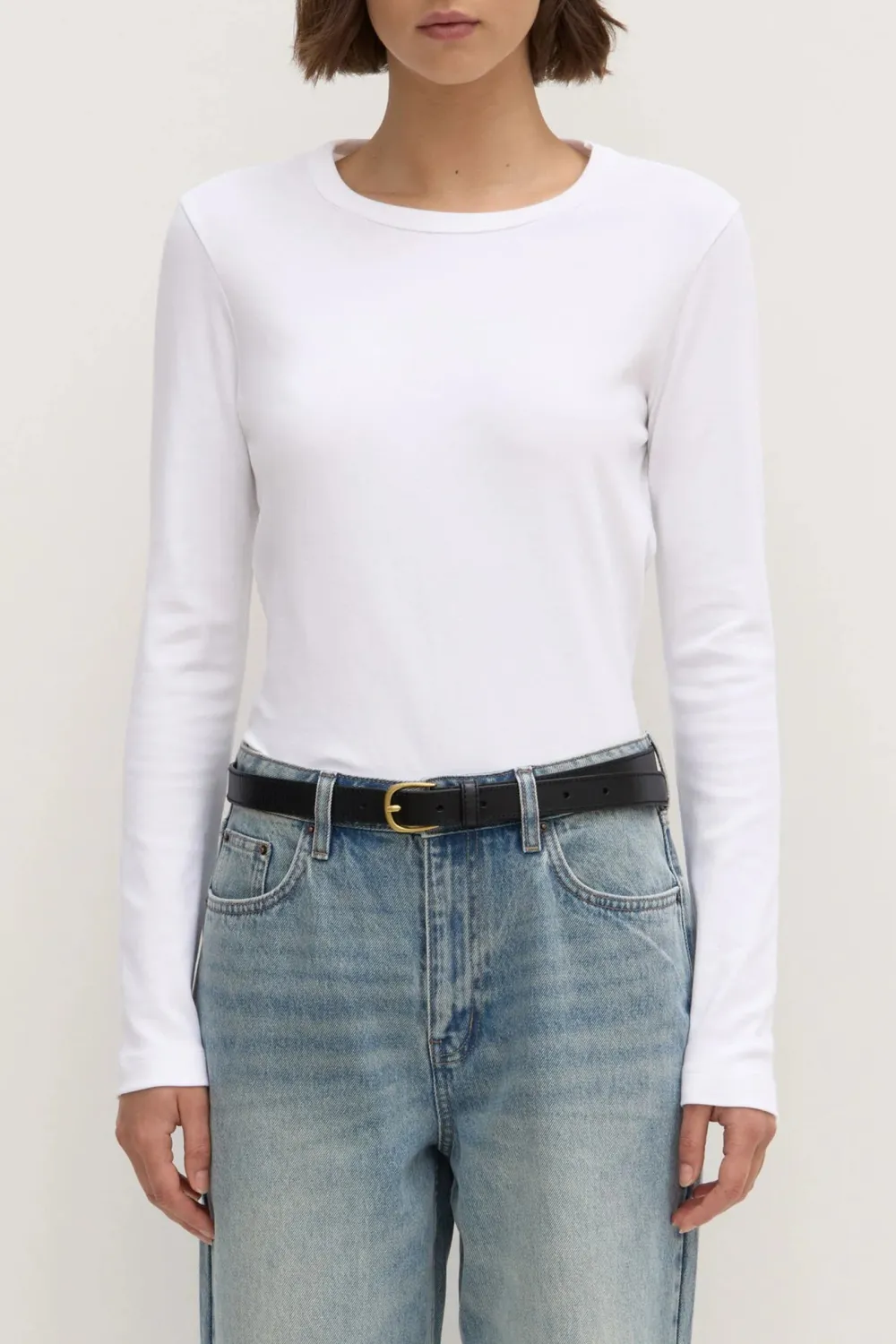 Cotton Ribbed Collar Women's T-Shirt