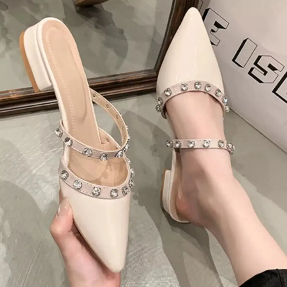 Rhinestone Embellished Pointed Toe Sandals