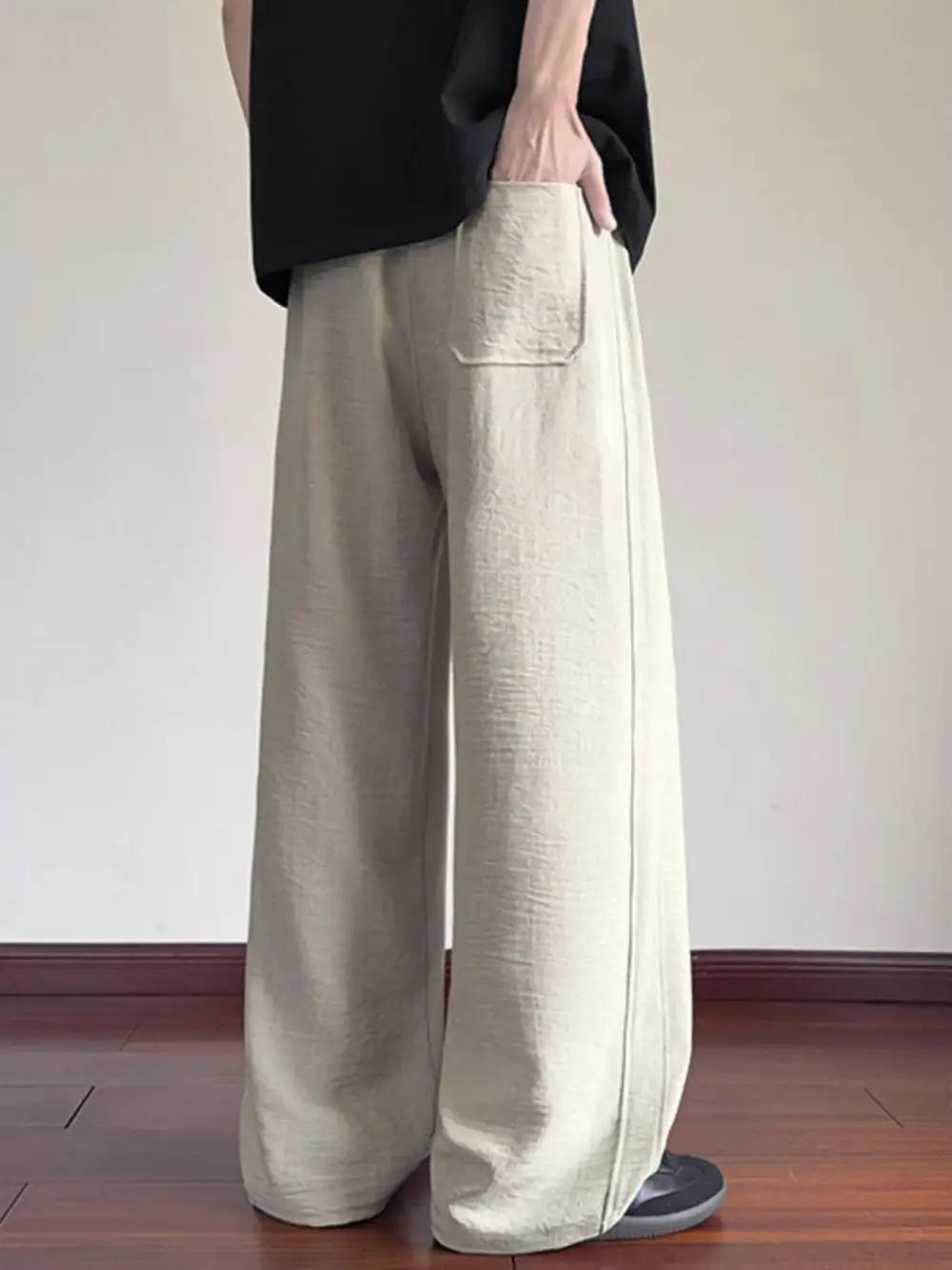 Textured Men's Plus Size Drawstring Loose Fit Pants