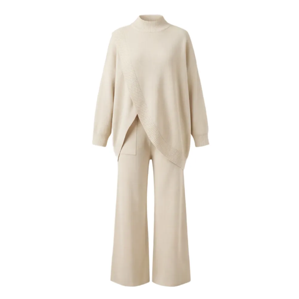 Asymmetric Knit Wide Leg Set