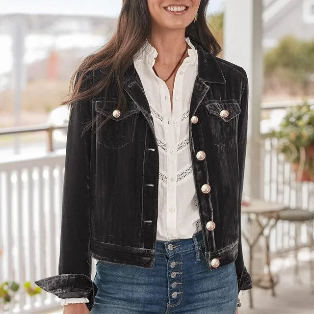 Lapel Velvet Casual Outerwear Jacket