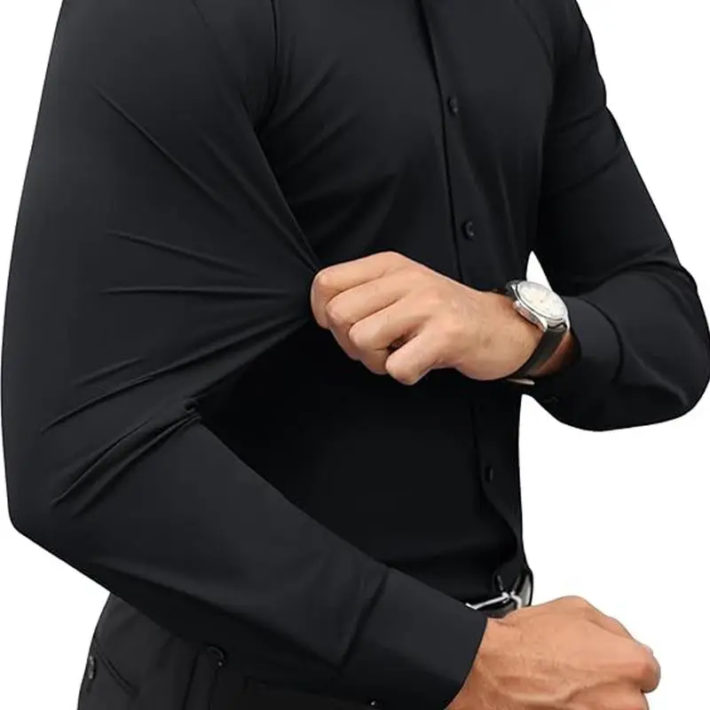 Men's quick-drying, breathable, wrinkle-resistant, slim-fit, super stretch shirt